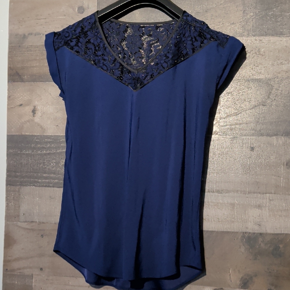 Express Navy Blue Lace Blouse